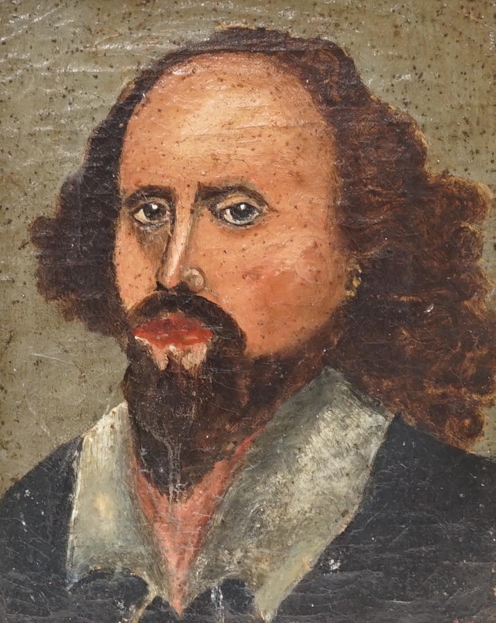 Primative School, oil on canvas, Portrait of William Shakespeare, 19 x 14cm